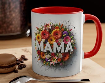 Personalized Floral Mama Mug, Custom Mom Gift