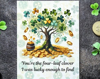 You're the 4 Leaf Clover Card, St. Patrick's Day Greeting Card, Shamrock 4 Leaf Clover Card, St. Patty's Day Card, Handmade Greeting Card,