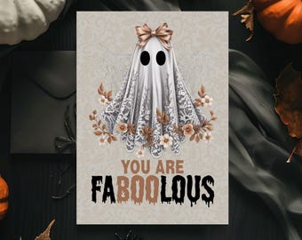 Happy Halloween-kaart, Ghost You're Faboolous Boojee-kaart, leuke Halloween-wenskaart, Halloweencadeau, Trick or Treat, Halloween-vriend