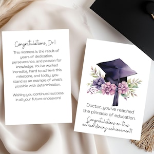 Carte de remise de diplôme de doctorat, carte de remise de diplôme de docteur, cadeau pour diplômé de l'enseignement supérieur, carte de promotion 2025, cadeau de félicitations pour un diplômé de doctorat,