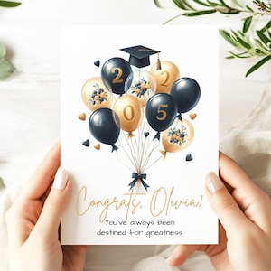 Gepersonaliseerde afstudeerkaart, You did it afstudeerkaart, ballonnen afstudeerkaart, High School College Graduate Gift, Class of 2025 Card,