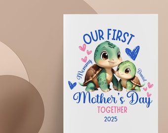 Turtle Mother's Day Card for Mom, First Mother's Day Greeting Card, Gift for Mommy Mama from Baby Boy Kid, Children Mother's Day Card