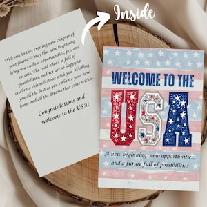 Welcome to the USA, Congratulation American US Citizen Gift Card, New America Citizen Gift, Immigrant US American Dream, Green Resident Card