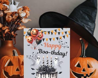 Happy Halloween-verjaardagskaart, Halloweencadeau, leuke Halloween-wenskaart, Ghost Spooky Boo-verjaardagskaart, gotisch Halloween-verjaardagsthema