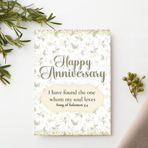 Biglietto di auguri di anniversario di fede cristiana, biglietto di auguri di anniversario con versetto religioso della Bibbia, regalo per il primo anniversario per lui, per la sua ragazza, per la sua ragazza, per il suo fidanzato.