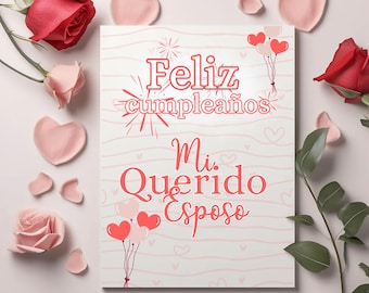 Tarjeta de Feliz Cumpleaños Para Esposo, biglietto spagnolo di buon compleanno marito con messaggio, regalo di compleanno per un amico in spagnolo, Feliz Cumple