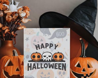 Happy Halloween Card, Halloween Gift, Cute Halloween Greeting Card, Ghost Spooky Season Boo Card, Trick or Treat, Halloween Gift for Friend