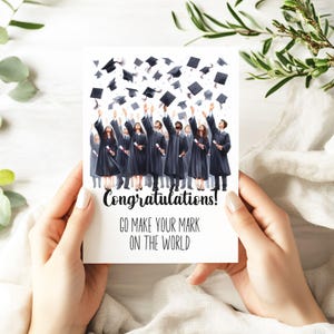 Caps in the Air Graduation Card, Cute Graduation Card, High School College Graduate Gift, Class of 2025 Card, Congratulations Grad Gift