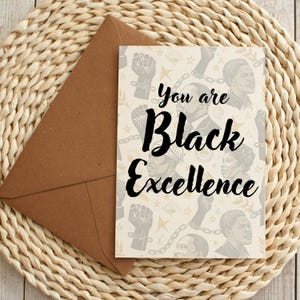 Carte de leader de la communauté noire, carte de voeux excellence vous êtes noir, carte du mois de l'histoire des Noirs, cadeau de militant noir, carte de voeux faite main