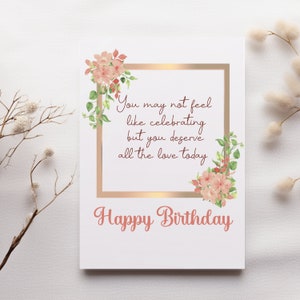 Biglietto di auguri di buon compleanno con messaggio, biglietto di auguri di compleanno difficile e triste, biglietto di auguri di cordoglio per lutto, regalo per amico, mamma, papà