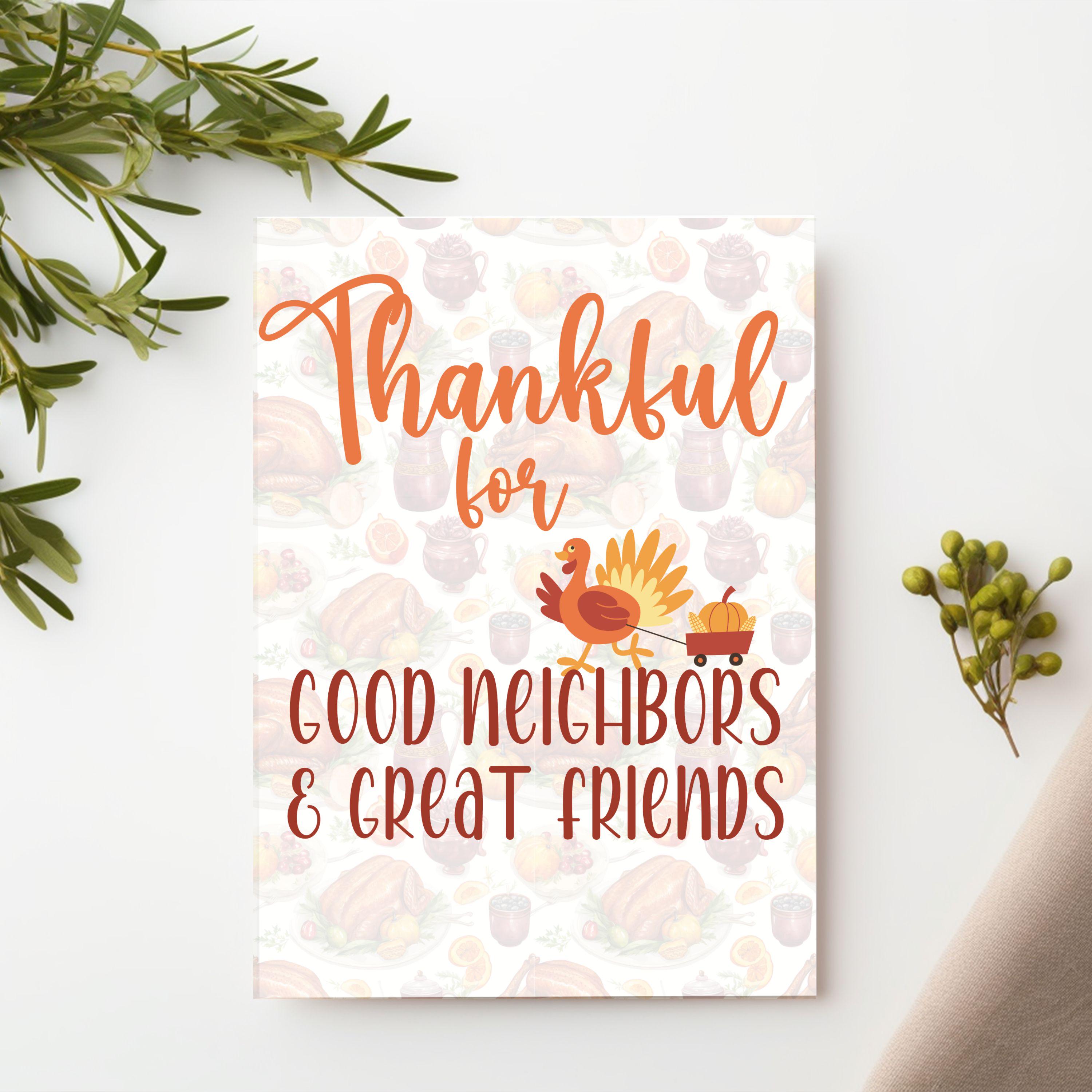 Happy Thanksgiving Card for Neighbors, Thankful Neighbors Card ...