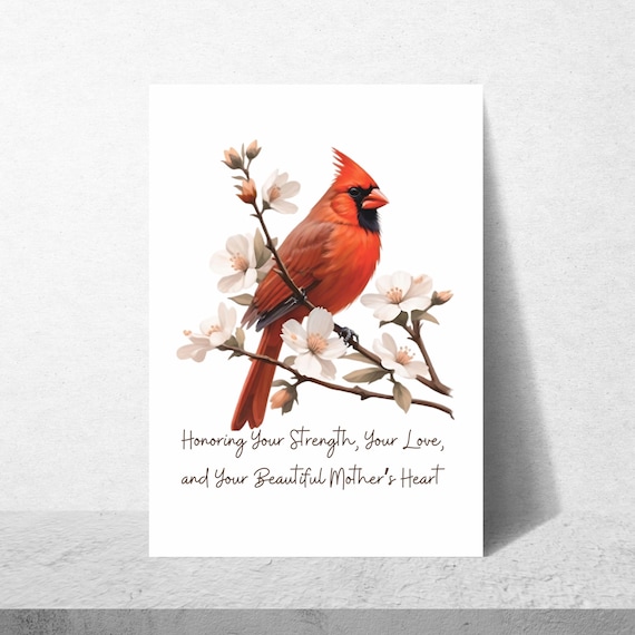 Mother's Day Sympathy Card, Thoughtful Grieving Mother Card Gift, Hard Difficult Sympathy Mother's Day, Cardinal Loss of Child Card for Mom