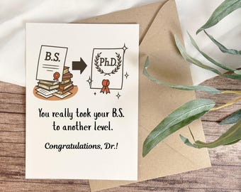 Funny PhD Graduation Card, Dr Doctor Graduation Card, Higher Education Graduate Gift, Class of 2025, Congratulations Doctorate Grad Gift
