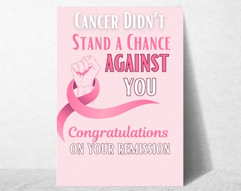Congratulations on Your Cancer Remission, Cancer Survivor Card, Bold Get Well Card for Cancer Patient, Cancer Survivor Gift Greeting Card