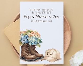 Feliz Día de la Madre a papá, Tarjeta del Día de la Madre para Padre Soltero, Tarjeta Significativa para Papá, Agradecimiento a Padre