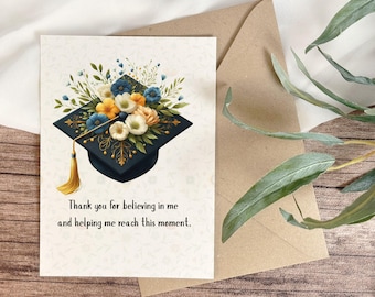 Graduation Card for Teacher, Thank You Graduation Card, Student to Mentor Teacher card Gift, Class of 2025 Card, Teacher Appreciation Card