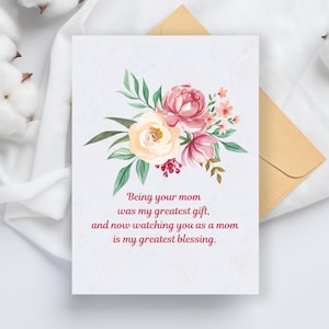 Tarjeta del Día de la Madre de mamá a mamá hija, tarjeta del Día de la Madre hecha a mano para niños adultos, dulce regalo del Día de la Madre para hija adulta de parte de padres