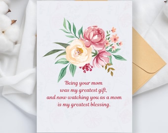 Mother's Day card from Mom to Mom Daughter, Handmade Mother's Day for Grown Up Kid, Sweet Mother's Day Gift for Adult Daughter from Parent