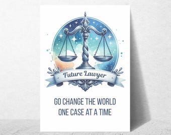 Tarjeta de felicitación para futuros abogados, regalo para estudiantes de posgrado de derecho, regalo para abogados con doctorado en derecho, tarjeta profesional del derecho, regalo para el examen de abogado de posgrado de derecho