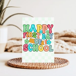 Tarjeta de primer día de clases, tarjeta de felicitación personalizada para el regreso a clases, tarjeta de bienvenida para preescolares, tarjeta de año nuevo escolar