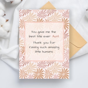 Tarjeta de felicitación para hermana, tarjeta hecha a mano para el Día de la Madre para cuñada, regalo del Día de la Madre de la tía hermana, tarjeta para cuñada