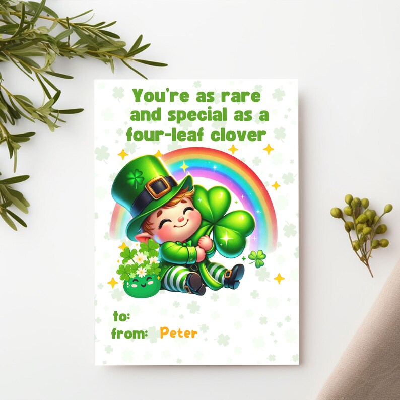 Personalized Children Cards, St. Patrick's Day Card for Kids, Classroom ...