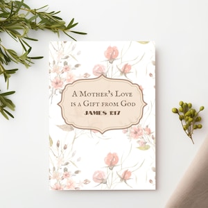 Tarjeta cristiana para el Día de la Madre, versículo bíblico hecho a mano para el Día de la Madre, regalo para el Día de la Madre para mamá, tarjeta religiosa de fe de hija e hijo
