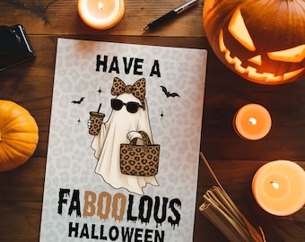 Happy Halloween-kaart, Halloweencadeau, leuke Halloween-wenskaart, Ghost Faboolous Boojee Card, Trick or Treat, Halloweencadeau voor vriend