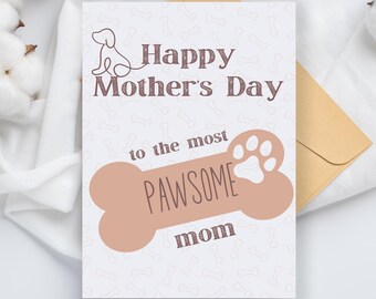 Dog Puppy Mother's Day card, Funny Handmade Mother's Day for Mom, Pet Dog Mother's Day Gift for Mother's Mommy Mom, Card From Animal Dog Pet