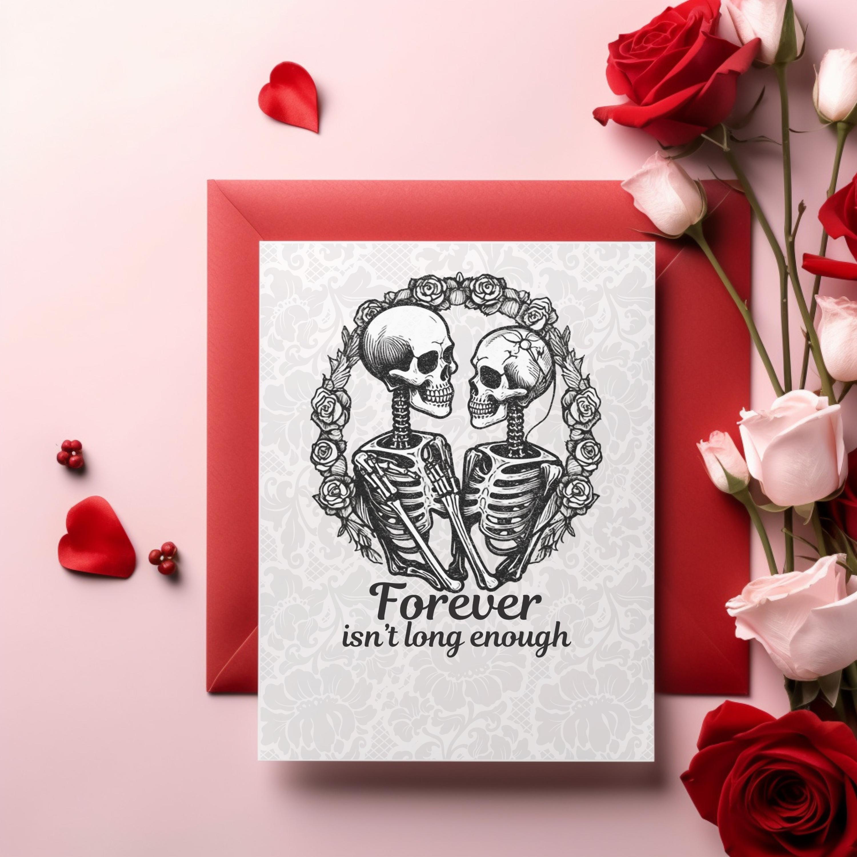 Skeleton Rose Couple Gothic Anniversary Card - Macabre Alternative 145 - View #5