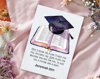 Christian Graduation Card, Faith Religious Graduation Card, Bible Verse Card, High School College Graduate Gift, Class of 2025 Card,