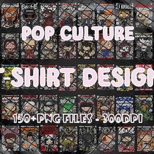 Pop Art T-shirt Design Bundle, berühmte Persönlichkeiten, Clipart Design Bundle, Funko Pop Art, Urban Kleidung PNG Bundle, Instant Download