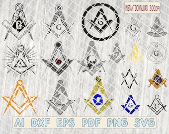 Masonic Svg Bundle, Freemason Svg, 18 Bundle Designs, Masonic, Freemason, Mason, Eye Of Providence, Cut File For Cricut, Instant Download