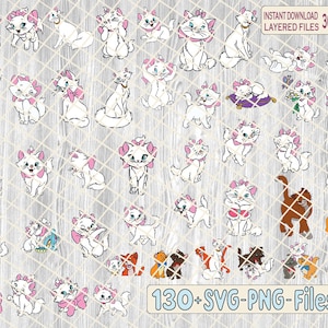 Aristocats SVG Bundle, Marie svg, Layered svg, Cat svg, Aristocats png Clipart, Silhouette, Outline, Instant Download