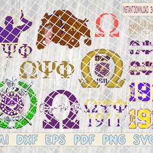 Omega Psi Phi svg, fraternidad svg, 13 diseños de paquetes, alfabeto griego svg, fuente griega svg, incluye SVG, PNG, Dxf, Eps, Pdf, descarga instantánea