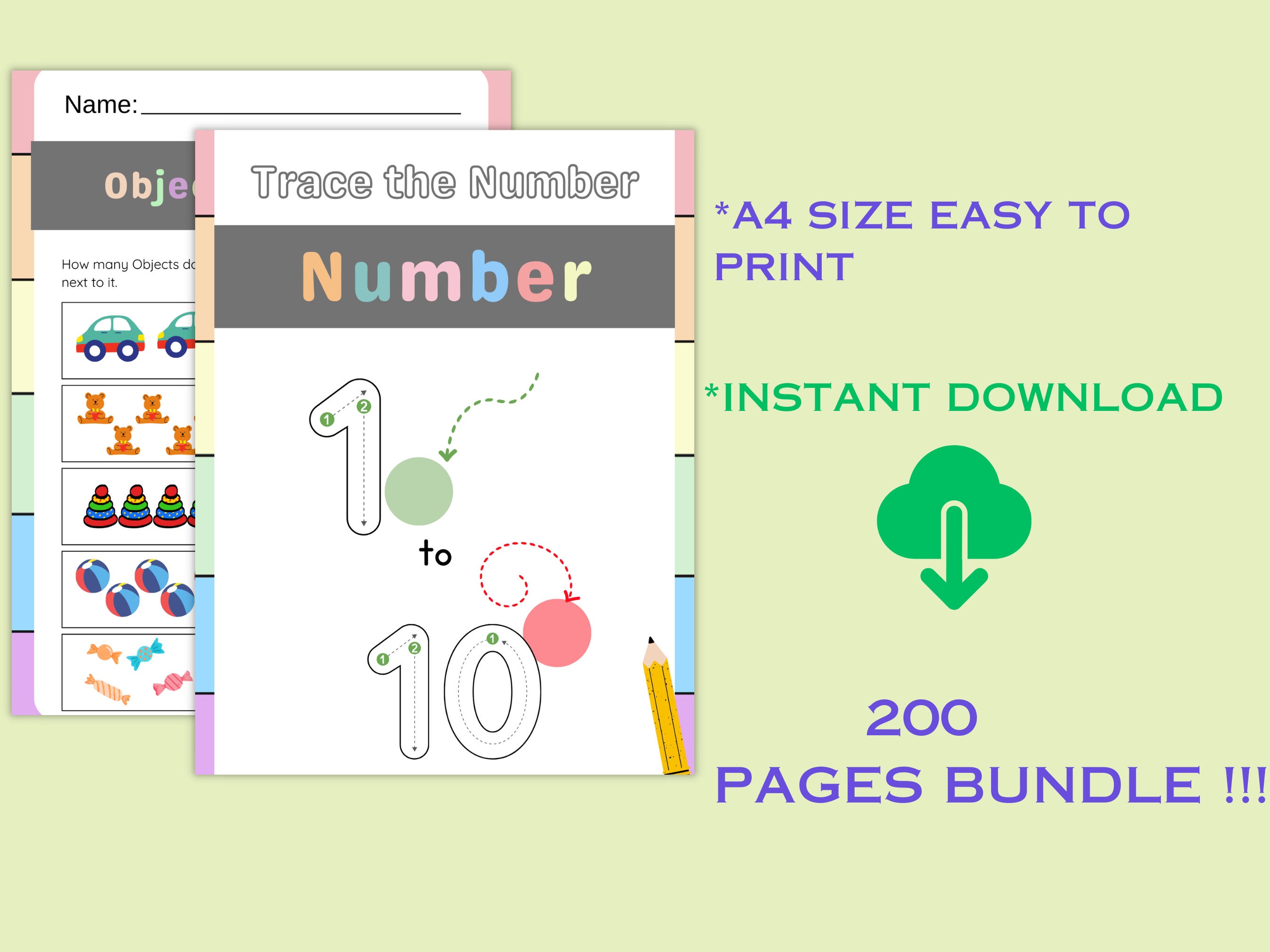 200 Pre-school WORKSHEETS BUNDLE | Alphabet | Numbers | Mental Maths ...