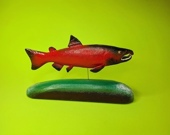 木製の鮭の彫刻（大） - Etsy 日本