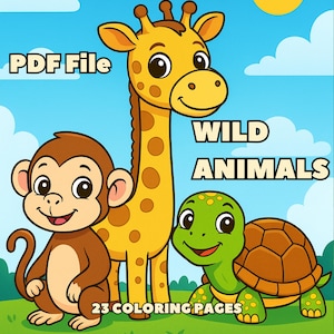 23 cute wild animals PDF – jungle & safari coloring pages – kawaii kids printable