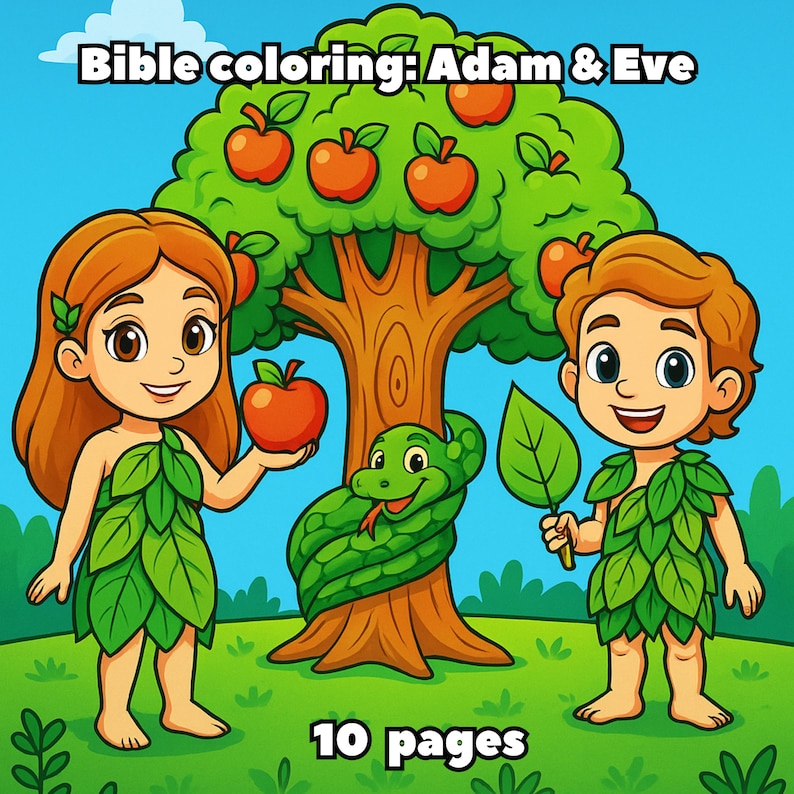 Adam and Eve Coloring Book | Bible Story Printable | 10 Pages for Kids ...