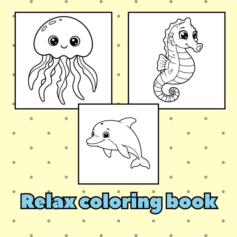 Sea Animal Coloring Pages PDF – 14 Cute Kawaii Ocean Creatures ...