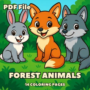 Forest animal coloring pages PDF | Woodland coloring for kids | Printable book