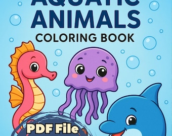 Sea animal coloring pages PDF – 14 cute kawaii ocean creatures – Printable coloring book for kids