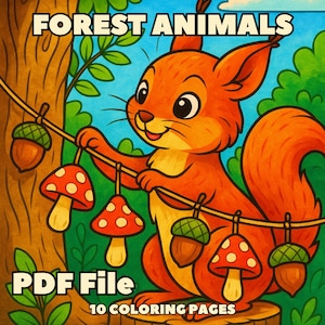 Forest animal coloring pages PDF | 10 woodland creatures | Printable coloring book for kids