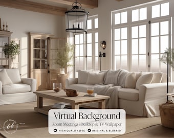 Modern Farmhouse Aesthetic, Zoom Home Office Background, Professional Virtual Background Video Conferences, Work from Home Microsoft Teams