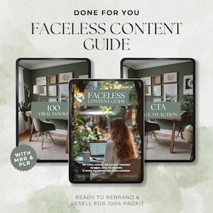 Faceless Content Guide, Viral Reels Ebook, DFY Social Media Content Ideas, Instagram Growth Guide  | MRR PLR, Done-For-You Digital Products