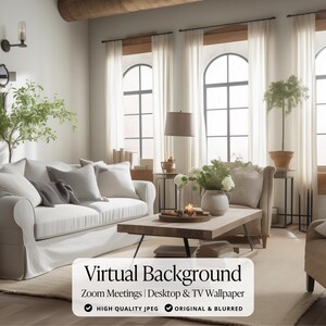Modern Farmhouse Aesthetic, Zoom Home Office Background, Professional Virtual Background Video Conferences, Work from Home Microsoft Teams
