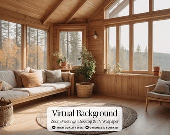 Virtueller Hintergrund gemütliche Hütte, Bücherregal Hintergrund, Virtueller Hintergrund, Zoom-Hintergrund Vintage Bücherregal, modernes Bauernhaus Home Office