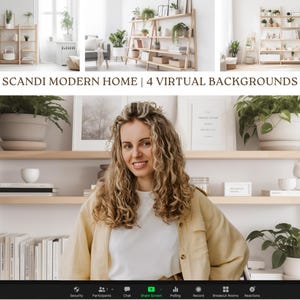 Scandinavian Minimalist Shelves, Zoom Home Office Background, Professional Virtual Background for Video Conferences, Work from Home Meeting