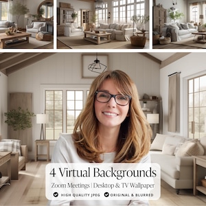 Modern Farmhouse Aesthetic, Zoom Home Office Background, Professional Virtual Background Video Conferences, Work from Home Microsoft Teams