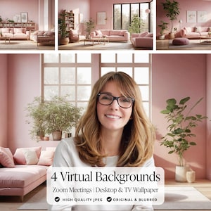 Rosa modernes ästhetisches Hauptbüro, virtueller Hintergrund Zoom, professioneller Hintergrund für VideoKonferenzen, Arbeit von zu Hause Microsoft-Teams